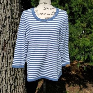 KAREN SCOTT ▪︎ Blue n White Striped Sweater, EUC